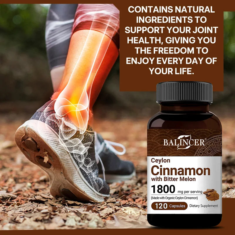 Balincer Ceylon Cinnamon 1800mg Capsules + Bitter Melon - Heart, Blood Sugar Health, Antioxidant & Joint Support, 30/60/120 Caps Peaceful Pleasures Health and Wellness
