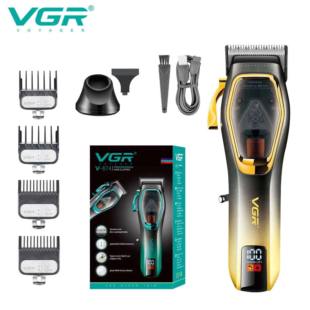 VGR Long Life Hair Trimmer Powerful Power Hair Trimmer Set for Men with Base series hair trimmer Peaceful Pleasures Health and Wellness 674 yello