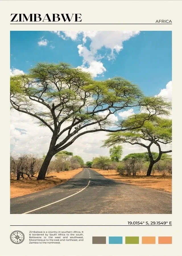 Canvas Painting Wall Art Picture Zimbabwe Somalia Morocco Ethiopia Cape Town Africa Travel Study Poster for Room Office Decor Peaceful Pleasures Health and Wellness 11 20x30cm Unframed