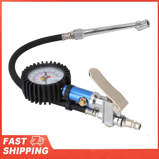 Inflator Gun Tire Gauge Pump 12 Self Clamping Air Pressure Quick Peaceful Pleasures Health and Wellness