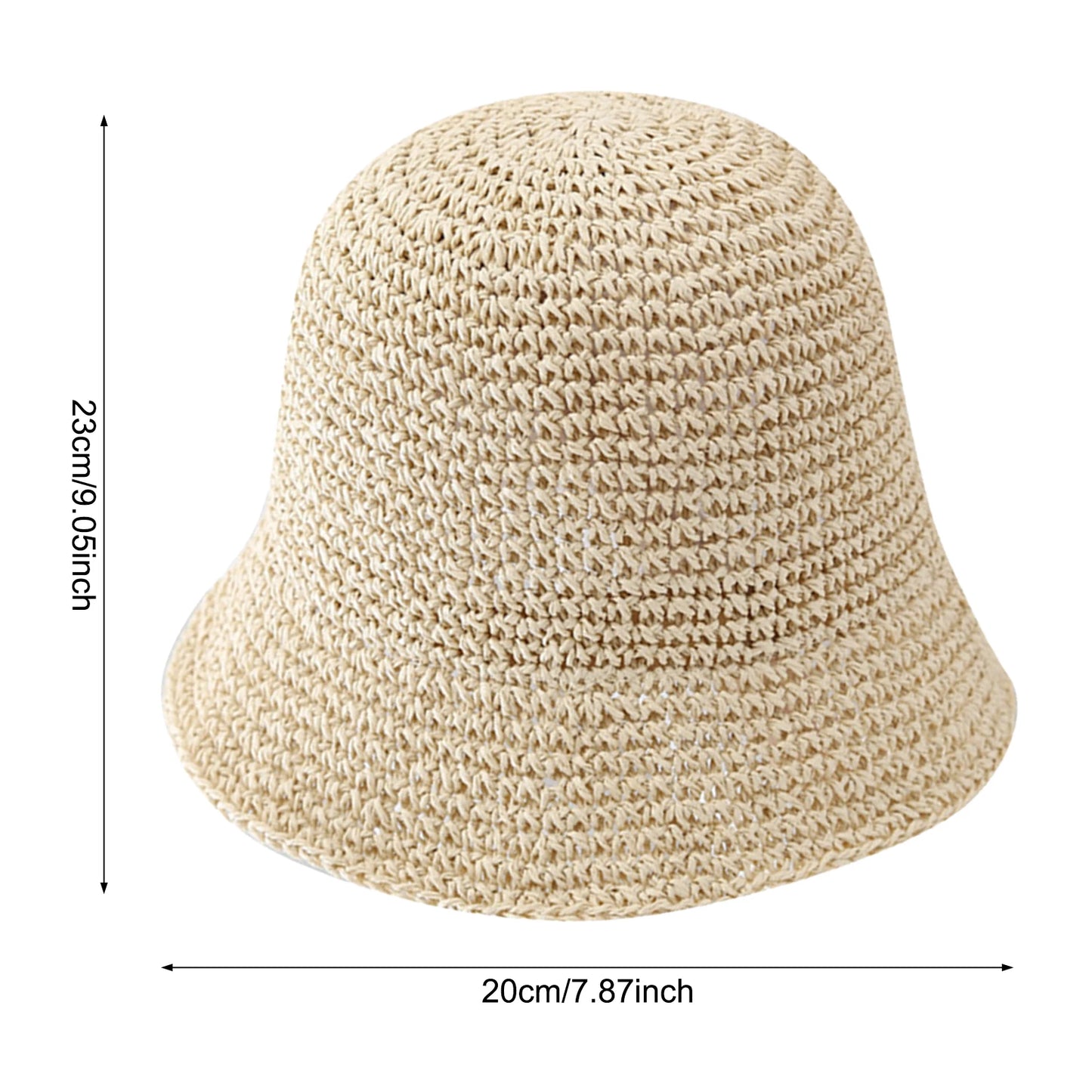 Women Wide Brim Straw Hat Anti-UV Sunshade Bucket Hat for Fishing Camping Traveling Peaceful Pleasures Health and Wellness