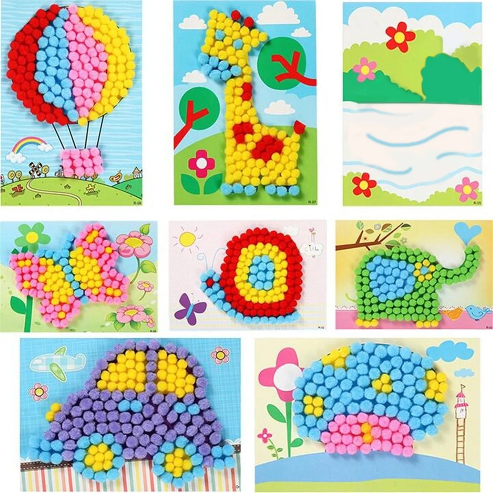 2 Pcs/Set Kids Plush Ball Painting Stickers Creative DIY Handmade Material Educational Toys Children Cartoon Puzzles Crafts Toy Peaceful Pleasures Health and Wellness