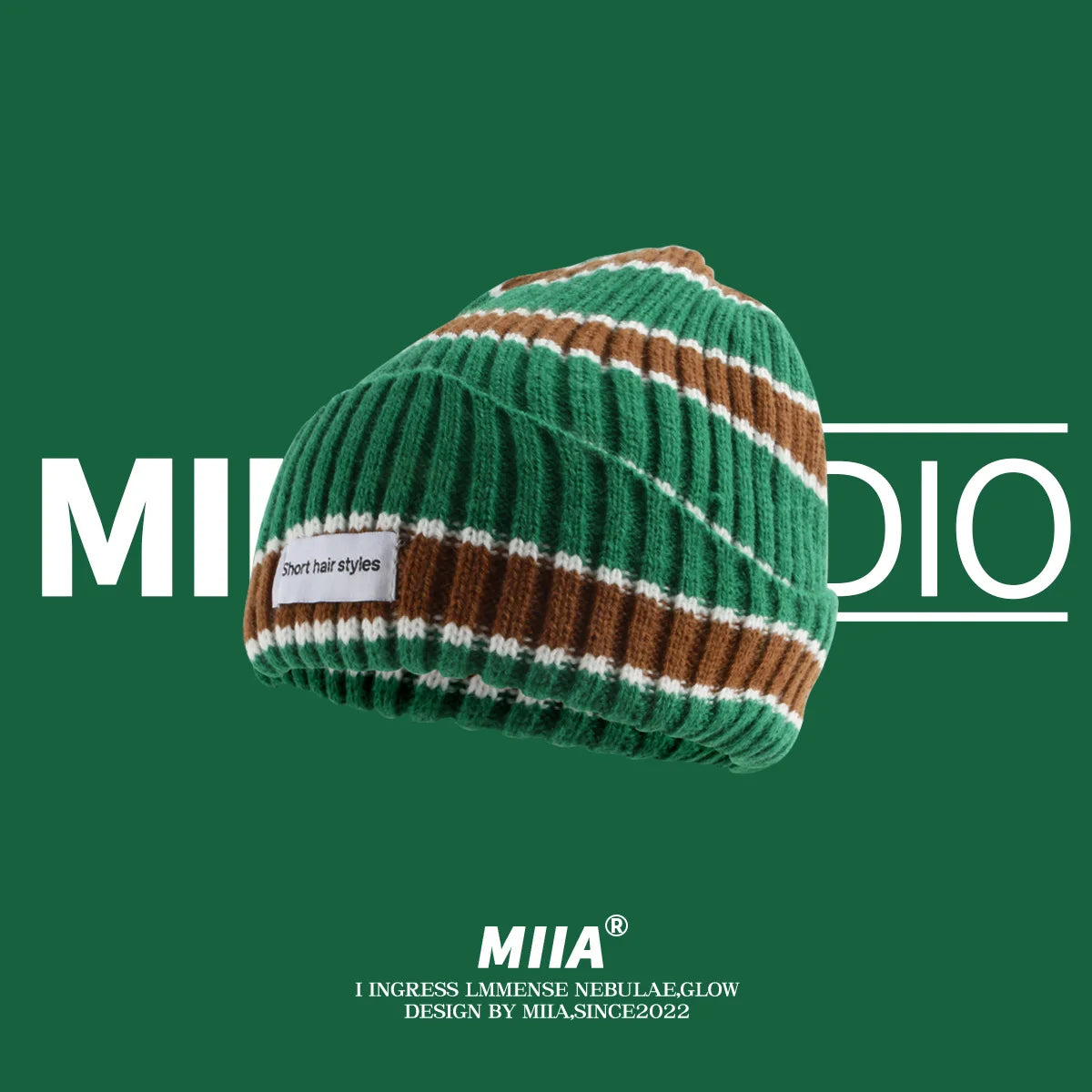 Striped Knit Beanie – Warm Contrast Color Winter Hat Unisex