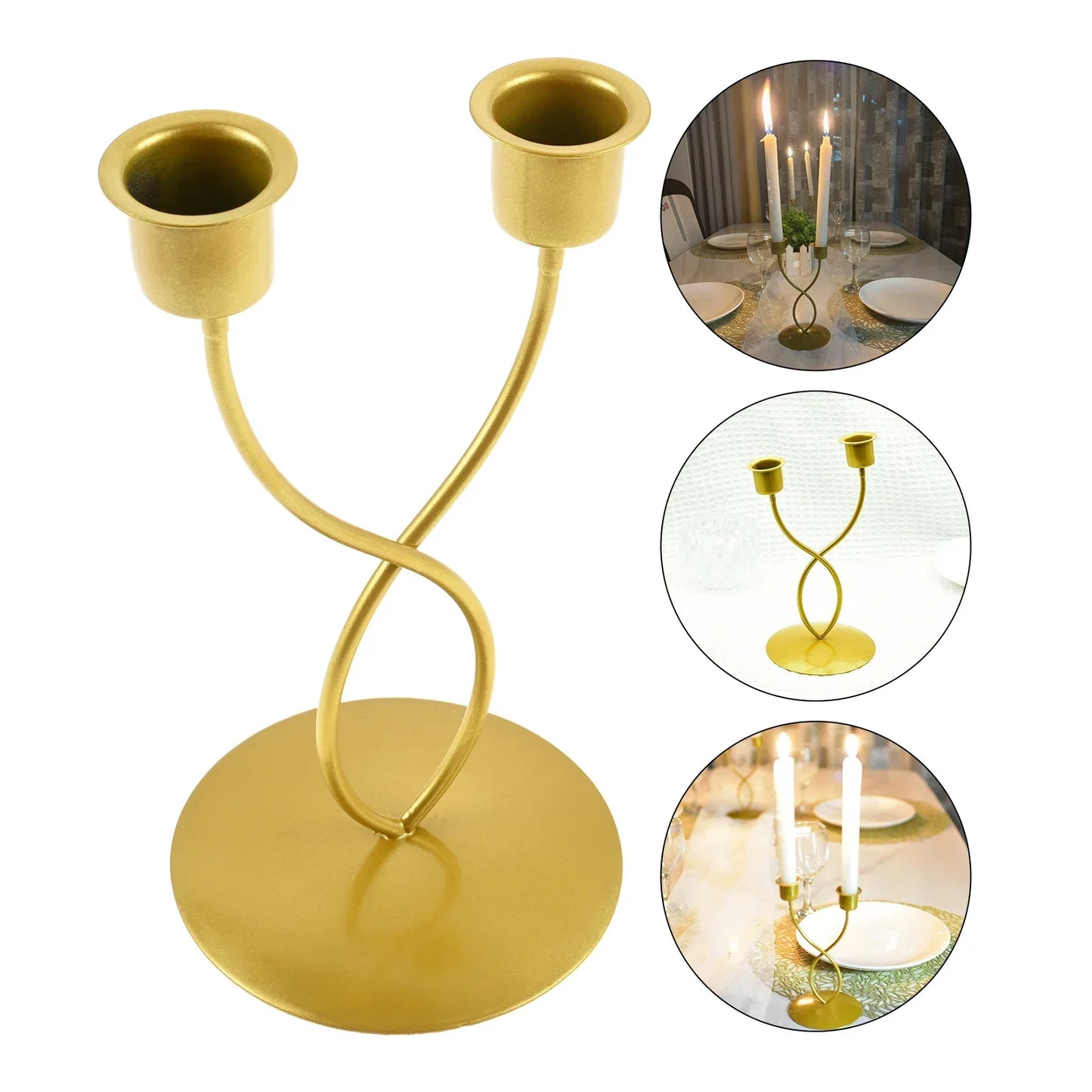 Nordic Gold 2-Head Curved Iron Candlestick Holder | Home Décor
