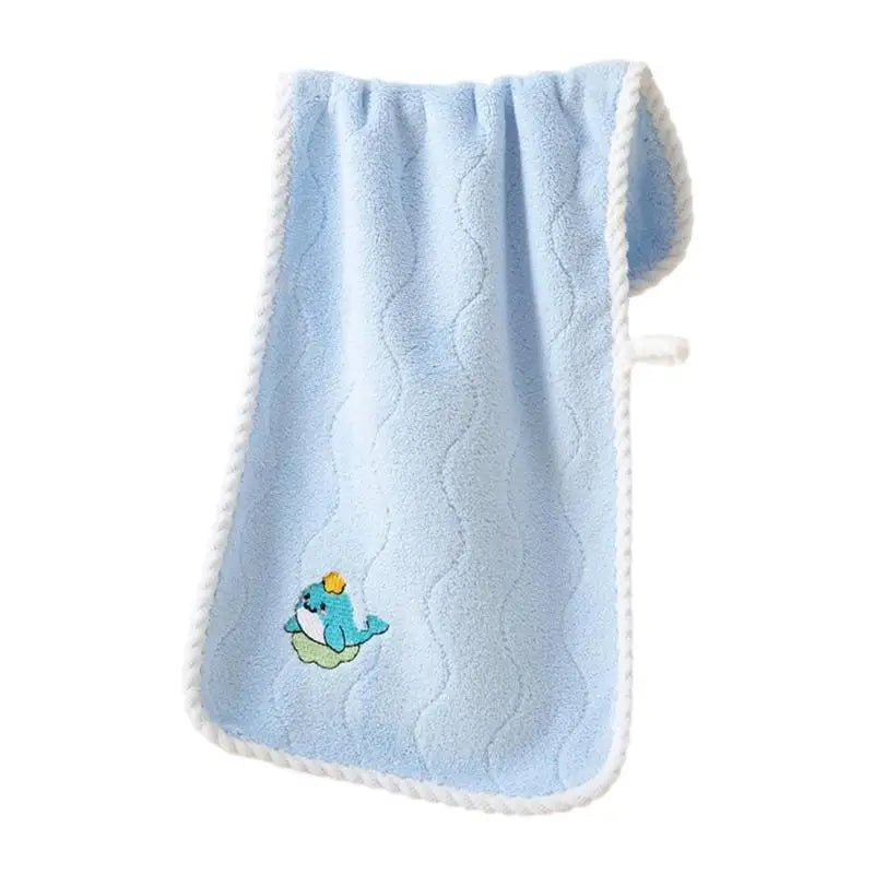 Kids Coral Fleece Washcloth | Animal Embroidery Quick-Dry Towel