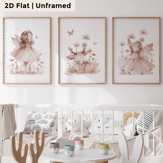 3-Piece Butterfly Fairy Deer Canvas Wall Art Print | Home Decor Canvas Wall Art Set Peaceful Pleasures Health and Wellness CH380-3pcs 40x50cm Unframed