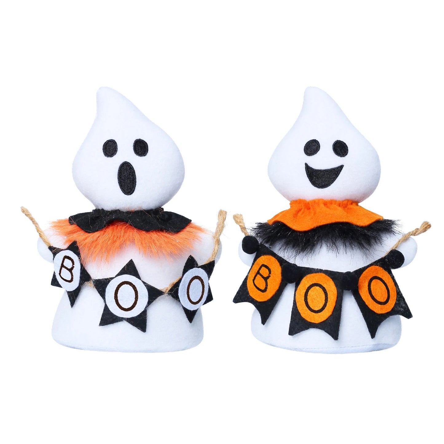 White Ghosts Plush Doll Decor For Halloween Mini Ghosts Stuffed Doll Party Home Table Tray Decor For Spookys Porch Decoration Peaceful Pleasures Health and Wellness 2pcs