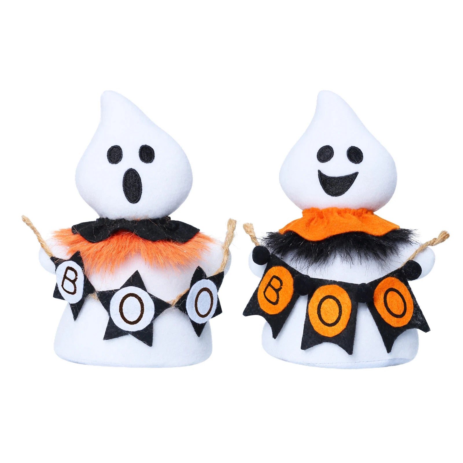 White Ghosts Plush Doll Decor For Halloween Mini Ghosts Stuffed Doll Party Home Table Tray Decor For Spookys Porch Decoration Peaceful Pleasures Health and Wellness 2pcs