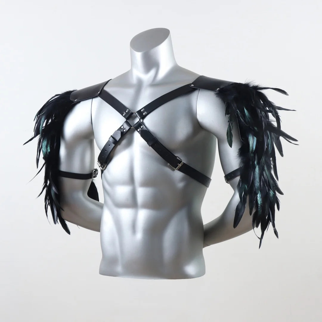 UYEE Belt Feather Shrugs Shawls Gothic Punk Cape Jacket Scarf