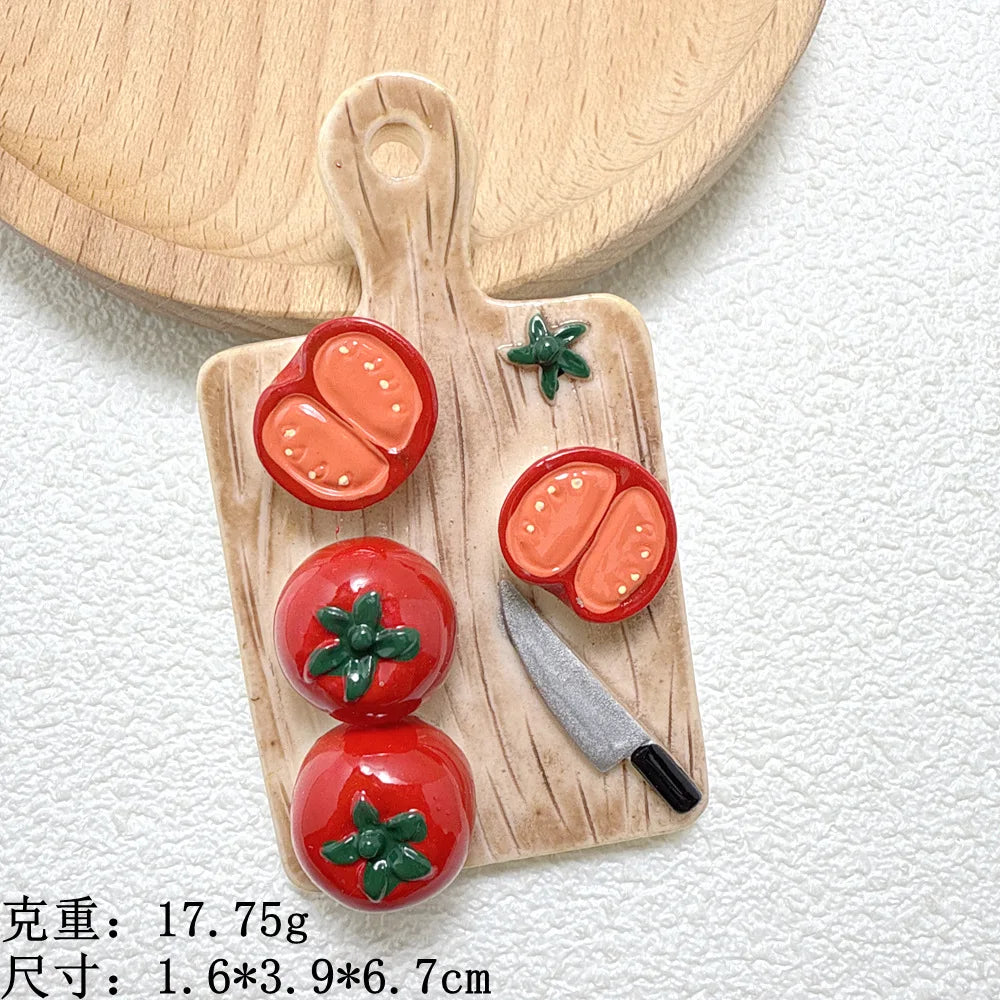 DIY Fridge Magnet Vegetable Cutting Board Potato Tomato Resin Car Vent Decor Storage Box Accessories Refrigerator Magnets 자석 Peaceful Pleasures Health and Wellness Tomato