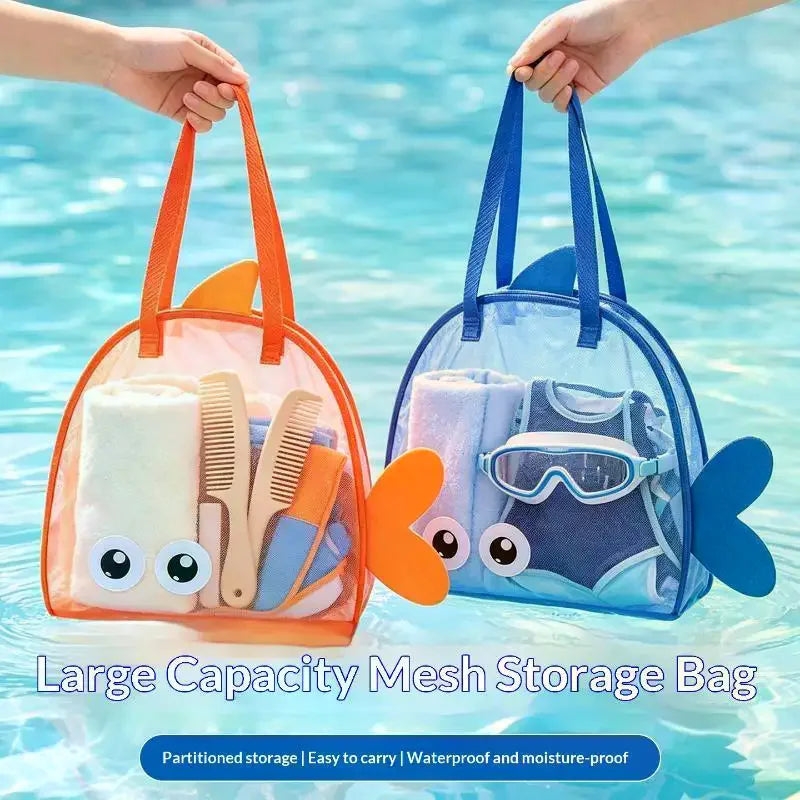 Cartoon Mesh Beach Toy Bag – Foldable Large Tote | JETTING