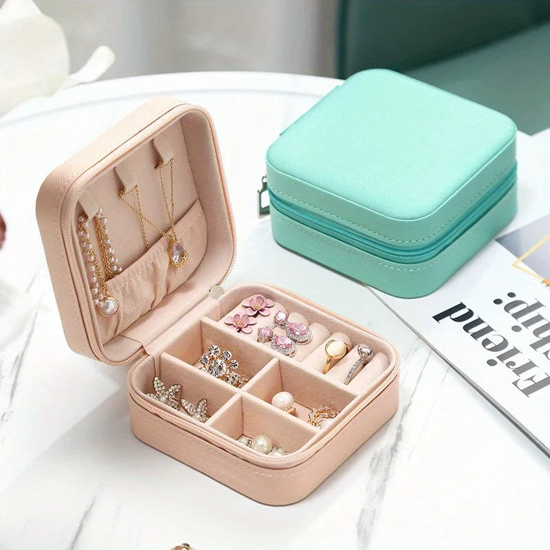 2-Pack Mini PU Leather Jewelry Travel Organizer Box for Women