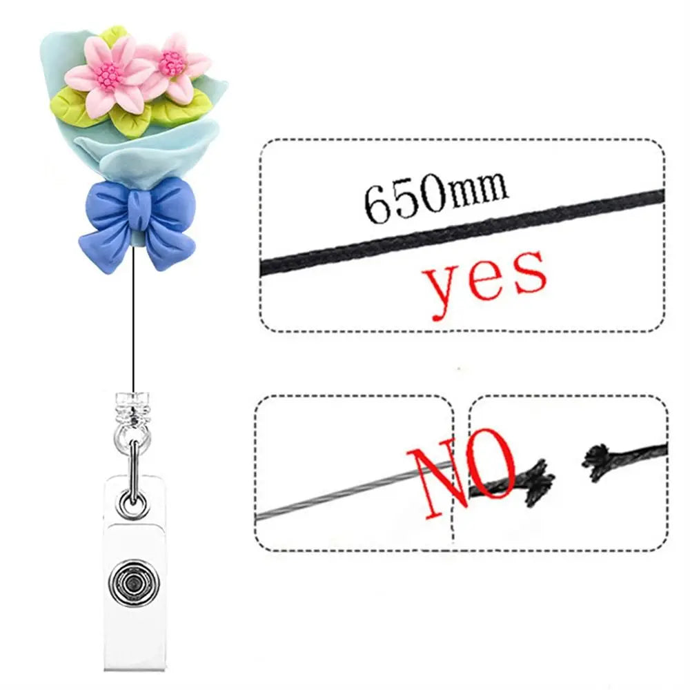 Cute Chest Card Flower Work Card Clip Keys Lanyard ID Card Clips Name Card Holder Nurse Badge Holder Retractable Badge Reel Peaceful Pleasures Health and Wellness