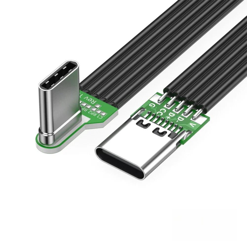 90° Angled Flat Silicone USB-C Cable | 65W Fast Charging