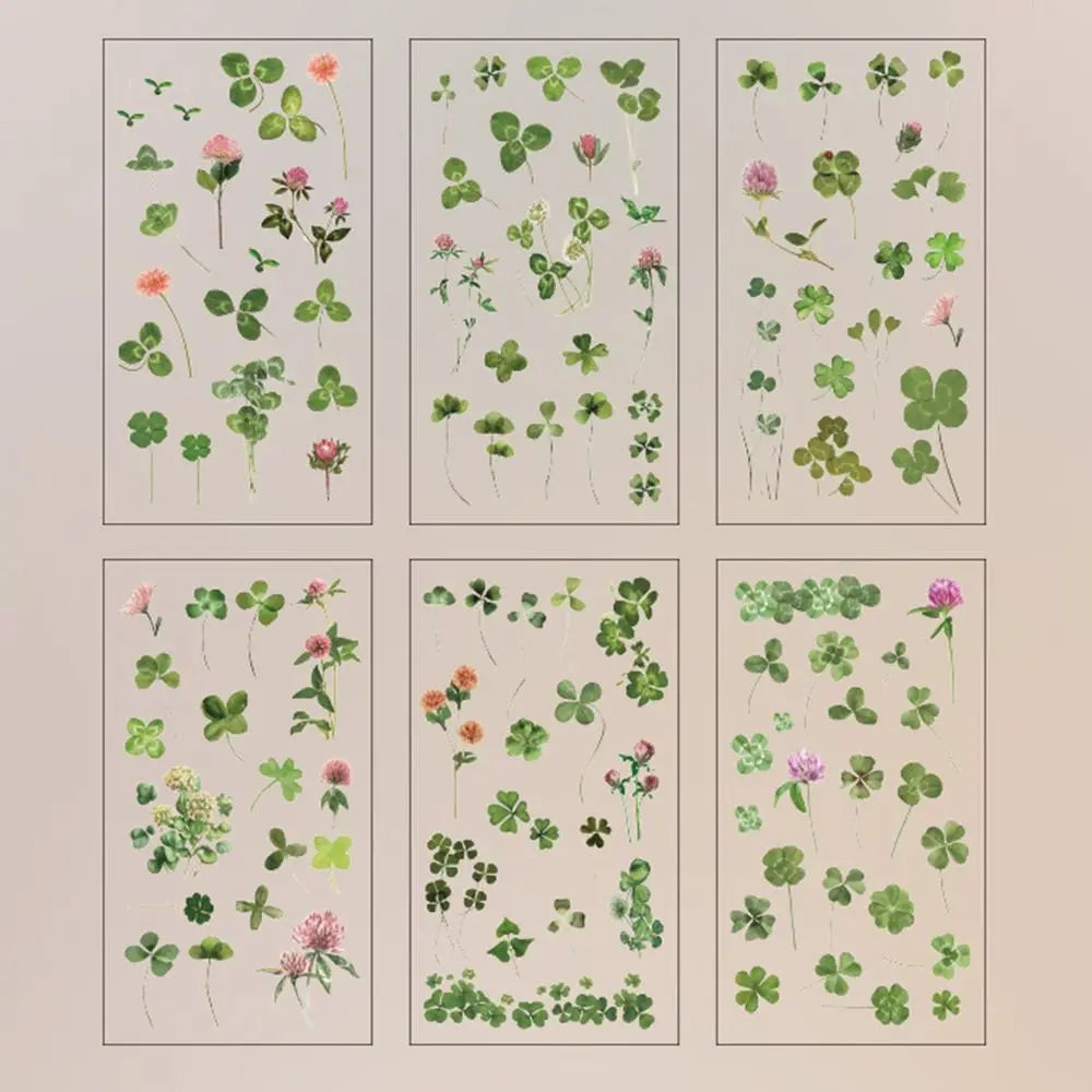 6 pcs/pack Nature PVC Plant Flower Sticker Vintage DIY sticker Scrapbook Stickers Adhesive Clear PET Transparent Flower Stickers Peaceful Pleasures Health and Wellness 02