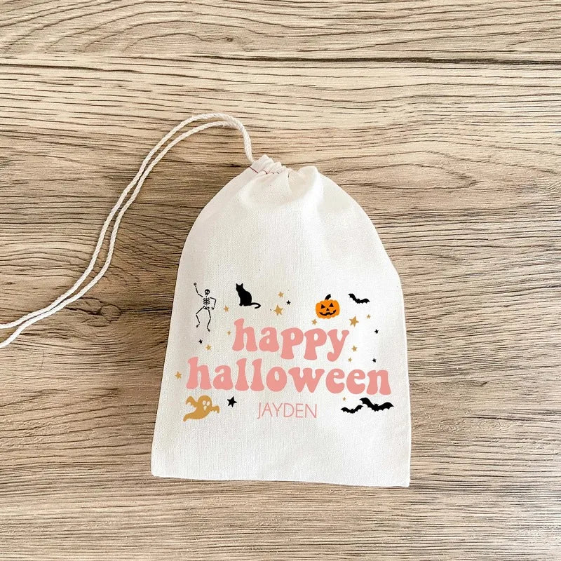 5-Pack Personalized Halloween Drawstring Treat Bags for Kids