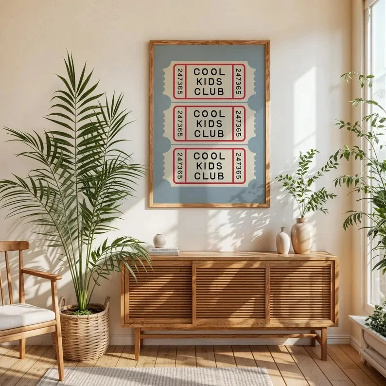 Modern Cool Kids Club Ticket Stub Wall Art Print Canvas Painting Poster Picture For Living Room,Bedroom Home Decor Peaceful Pleasures Health and Wellness