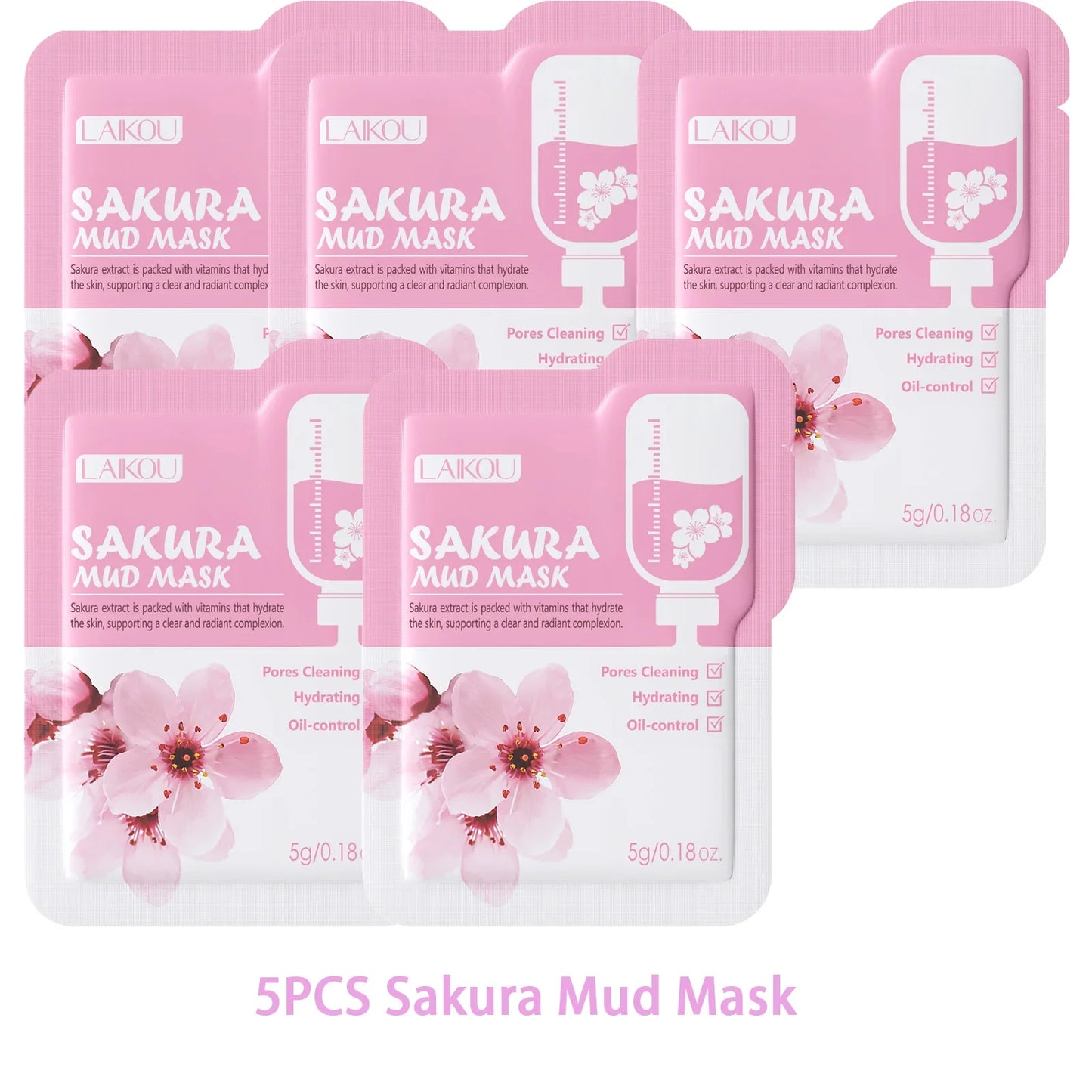 LAIKOU Sakura Clay Mud Mask – Hydrating & Oil Balancing 5g