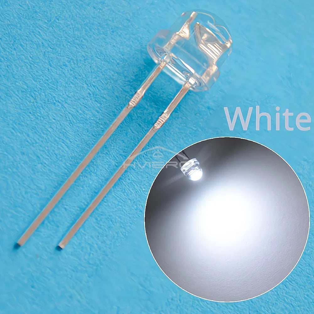 100Pcs 5mm Straw Hat LED Diodes – Wide Angle DIY Light Beads