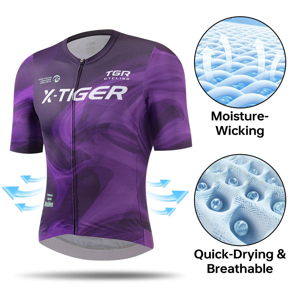 X-TIGER Men's Pro Cycling Jersey | Breathable Quick Dry MTB Shirt