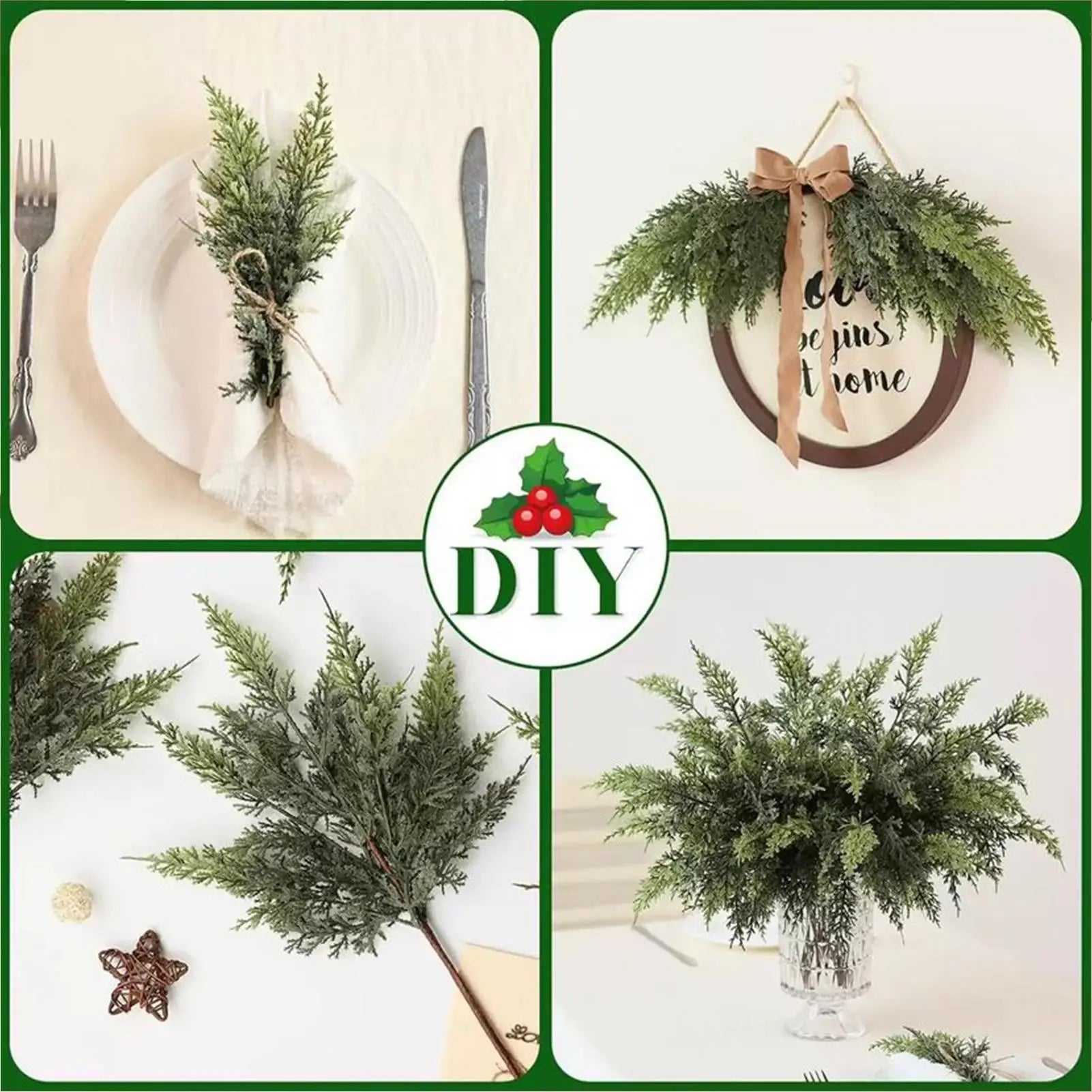 Christmas Greenery Stems Artificial Cedar Home Decor Cedar Branches Fake Greenery Christmas Picks For Crafts Wreath Vase Filler Peaceful Pleasures Health and Wellness