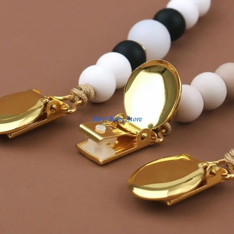 3-Pack Silicone Bead Pacifier Clips for Baby Boys & Girls