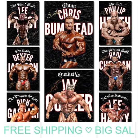 Vintage Classic Bodybuilding Champion Canvas Wall Art Fitness Workout Motivational Poster for Home Gym Living Room Decoration Peaceful Pleasures Health and Wellness