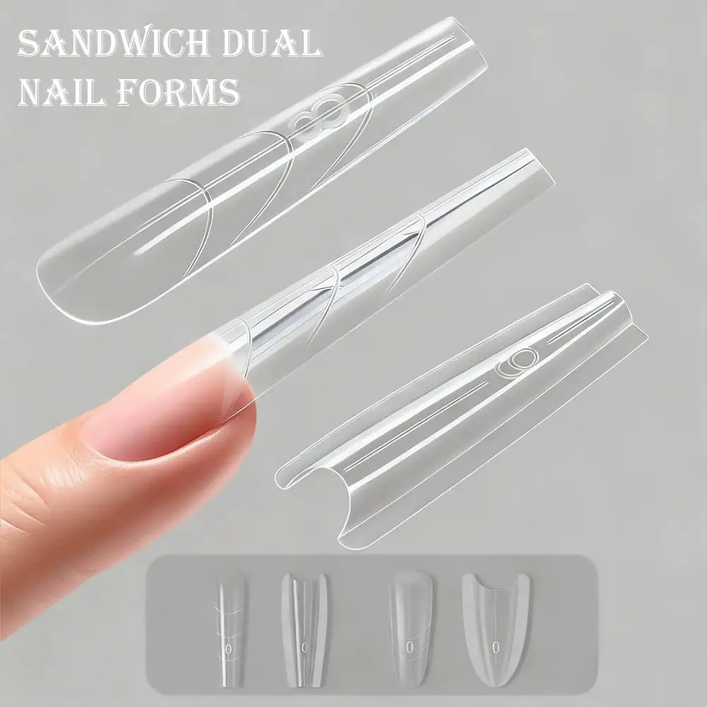 240Pcs Sandwich Dual Nail Forms For Extension Reusable Coffin Almond Nail Mold Quickly Extend Manicure Tools Top Peaceful Pleasures Health and Wellness