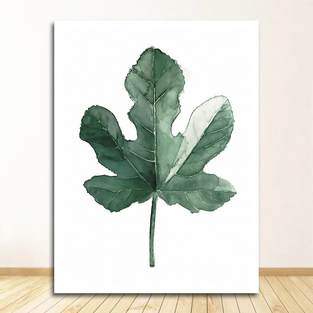 Wall Art Paintings for Living Room Home Decor Scandinavian Style Tropical Plants Poster Green Leaves Decorative Picture Modern Peaceful Pleasures Health and Wellness
