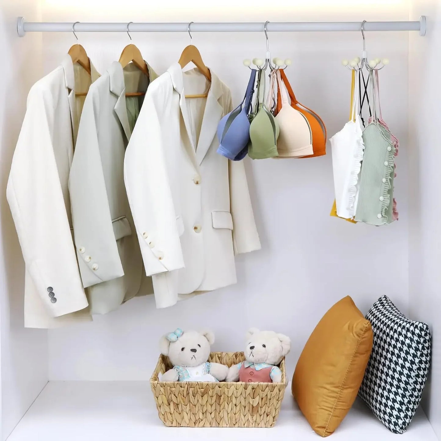 6-Hook Rotating Closet Organizer with Wood Balls for Hoodies, Purses, Scarves, and Accessories Peaceful Pleasures Health and Wellness