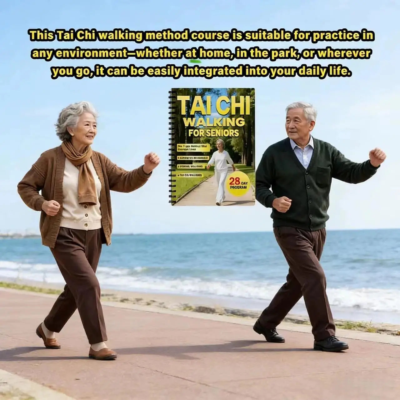 Tai Chi Walking Seniors Beginners English Spiral Bound 10 Mins Daily