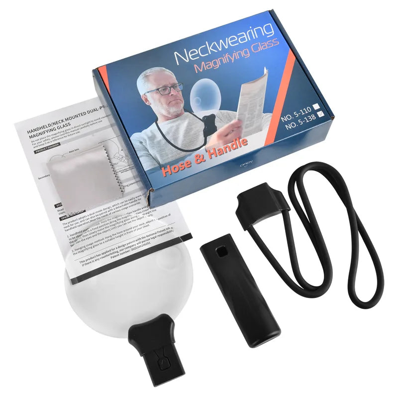 Led Neck Wear Magnifier Handheld Magnifying Glass Rechargeable Desktop Large Screen Lens Magnifier for Reading Sewing Jewels Peaceful Pleasures Health and Wellness
