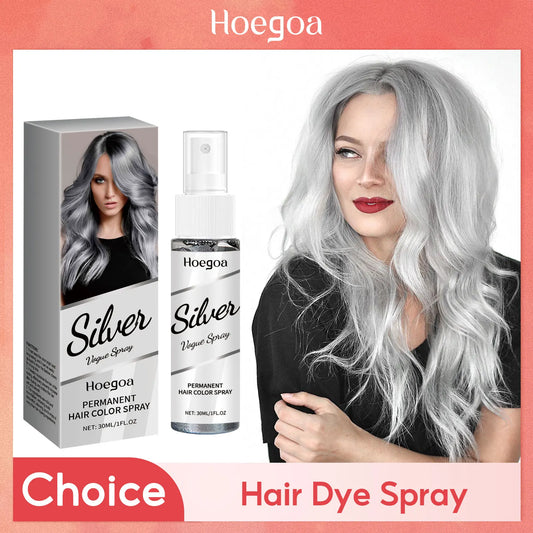 HOEGOA Temporary Gray Hair Spray – Smoky Silver, Washable Temporary Hair Color Spray Oasis Select