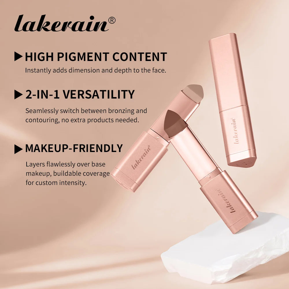 Lakerain Bronzer Cream Stick 3D Makeup Effect Improve Fine Lines Brightening & Grooming 2 IN 1 Bronzer Cream for All Skin Types Peaceful Pleasures Health and Wellness