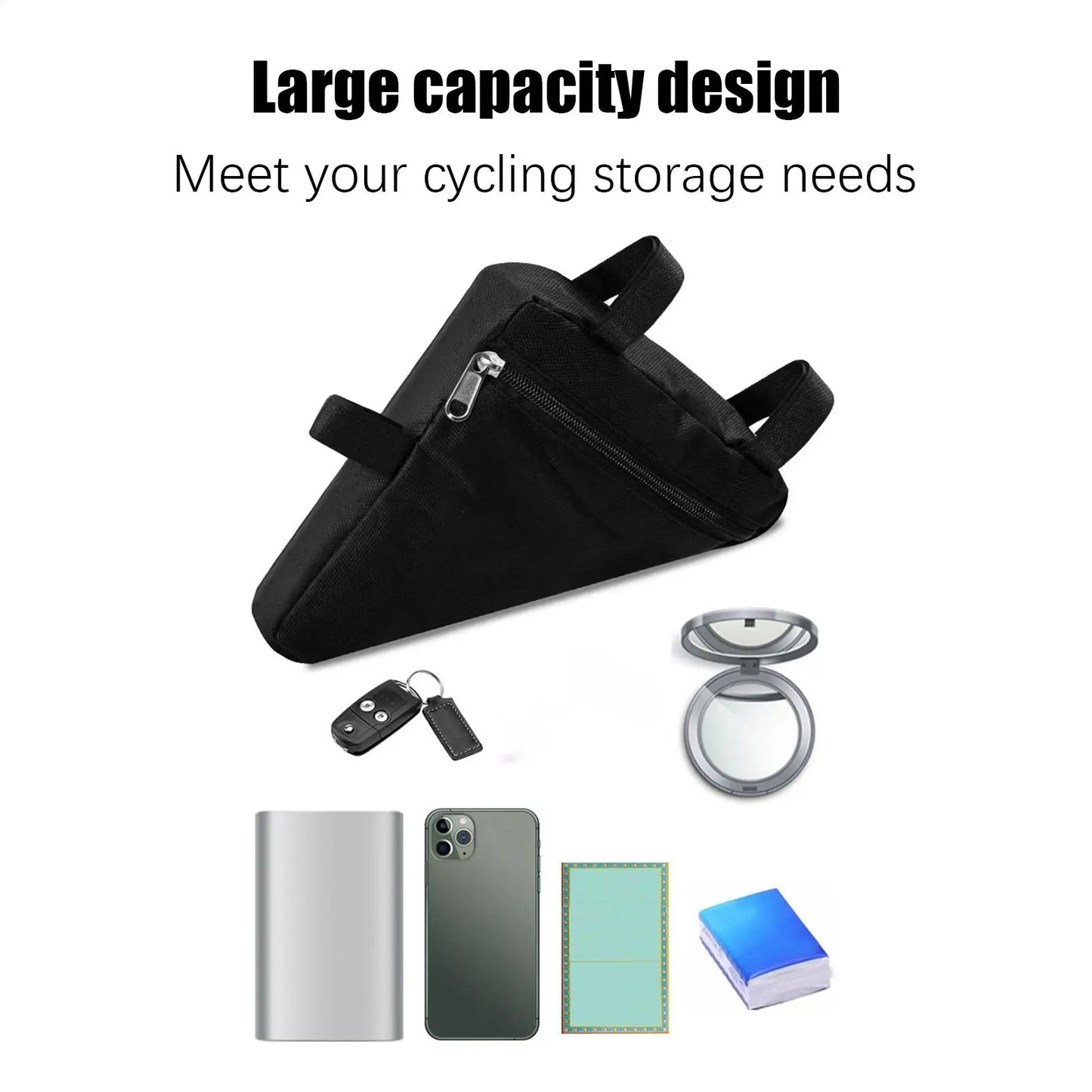 Universal Triangle Bike Frame Bag Water-Resistant, Low-Profile Design Expands Storage For Mountain, Road, Gravel & Commuterbike Peaceful Pleasures Health and Wellness