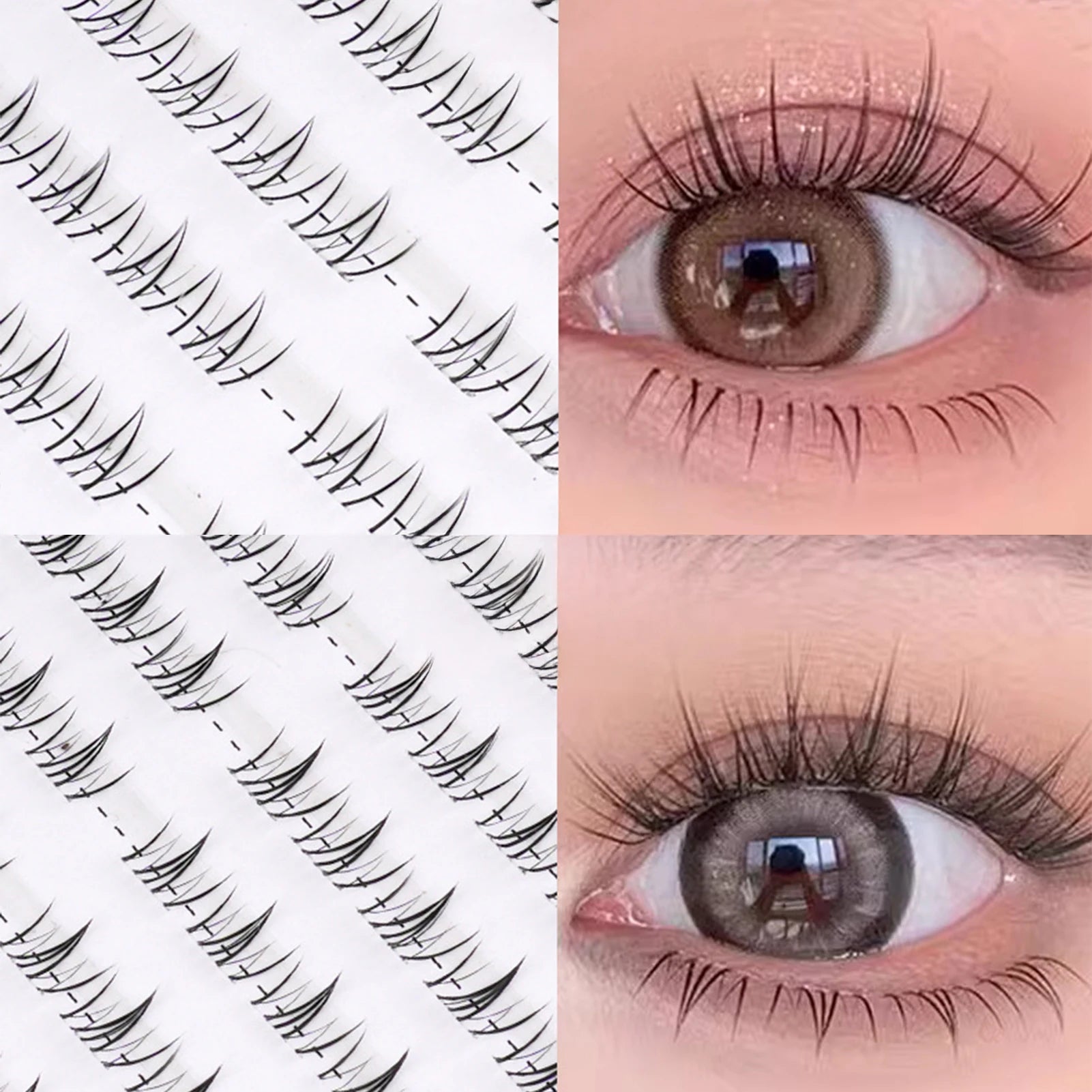 Lower Eyelash V-Shaped Clusters Fake Lashes 10 Rows Air Sensation Eyelashes Natural Transparent Stem Makeup Extension Tools Peaceful Pleasures Health and Wellness