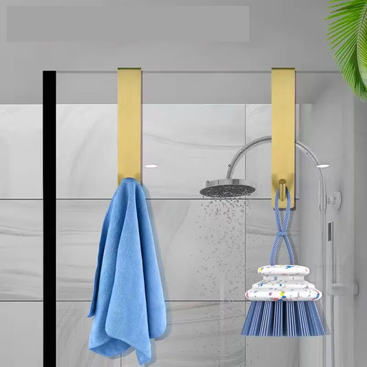 2-Pack Stainless Steel Glass Door Hooks | Shower Towel Rack Shower Door Hook Peaceful Pleasures Health and Wellness