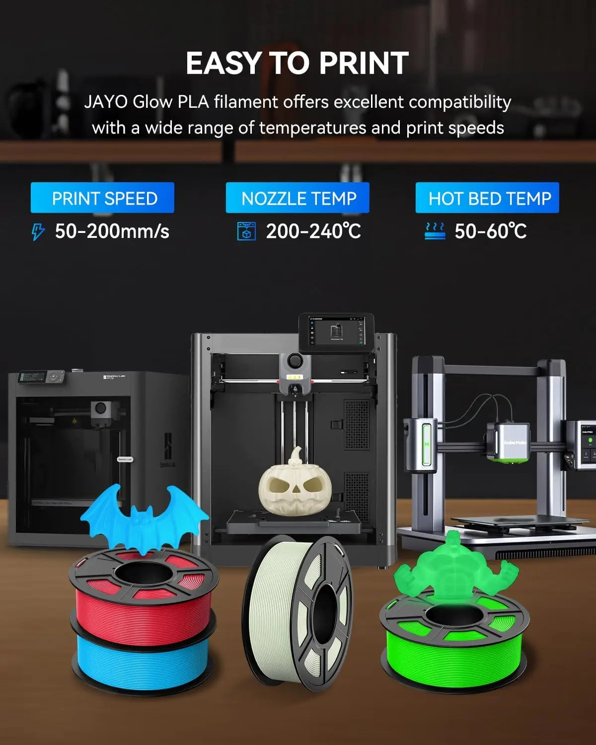Luminescent Glow PLA Filament 1.75mm ±0.02mm – FDM 3D Printing