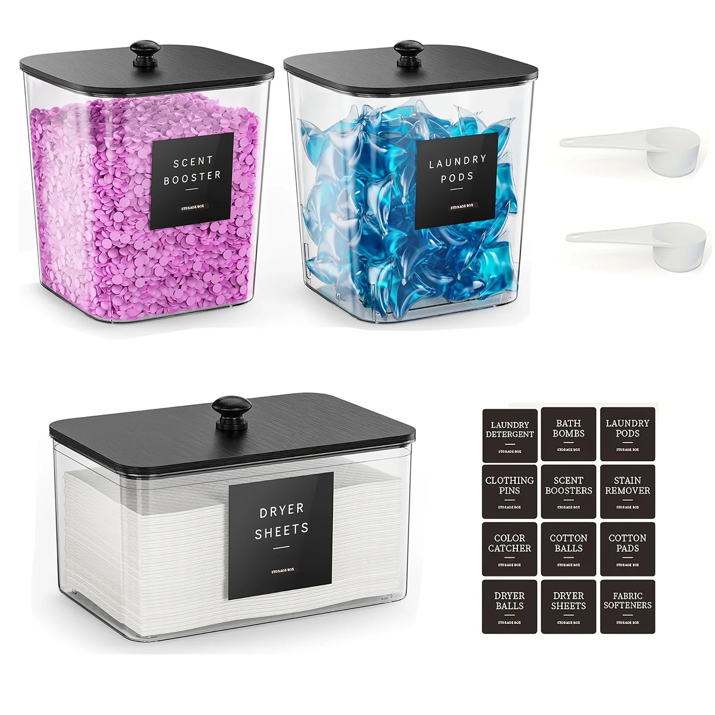 Clear Laundry Room Organization Containers – Pods, Powder & Detergent Storage (3 Pack)