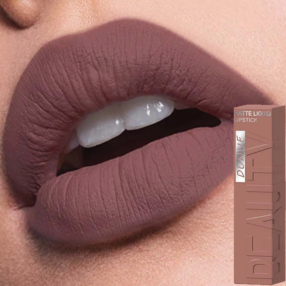DUNUF Matte Velvet Liquid Lipstick – Long-Lasting Purple Lip Gloss