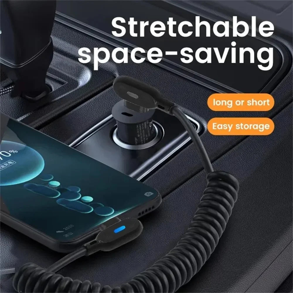 6A USB-C Elbow Spring Fast Charging Cable – Quick Charge & Sync