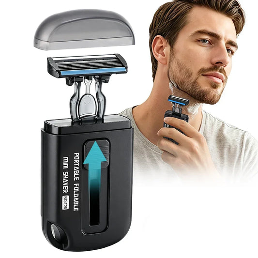 Mini 6-Blade Retractable Pocket Razor | Men's Travel Shaver Manual Pocket Razor Oasis Select