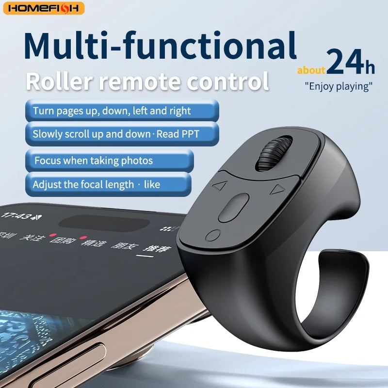 Bluetooth Finger Scrolling Ring Remote – Phone Page Turner