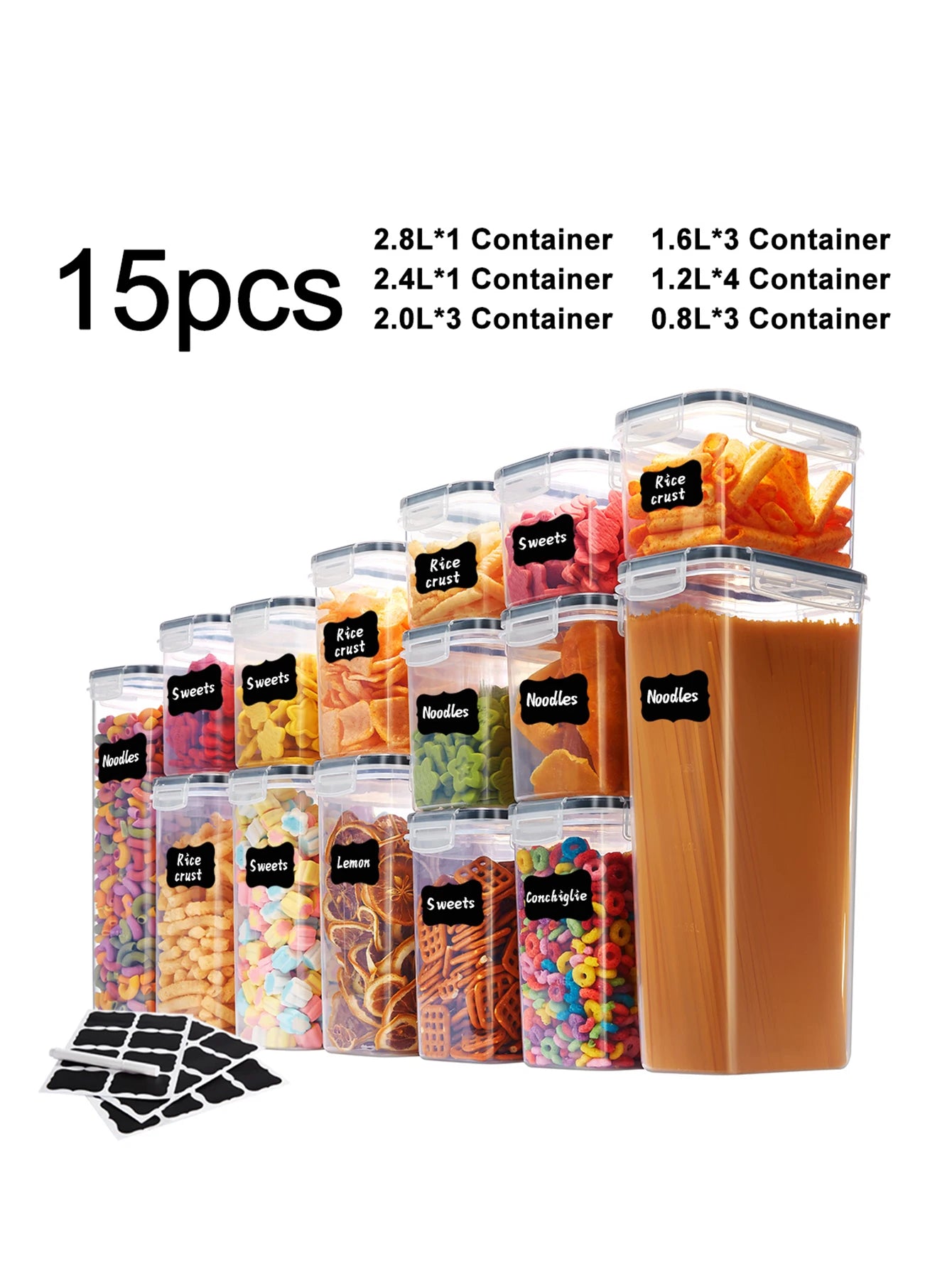 30pc Labeled Airtight Food Storage Containers & Condiment Jars Peaceful Pleasures Health and Wellness
