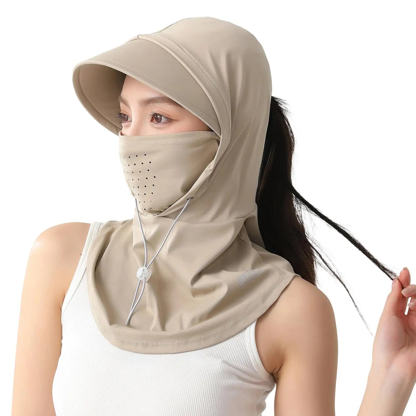 UPF 50+ Ice Silk Sun Hood – UV Face & Neck Cover for Outdoors