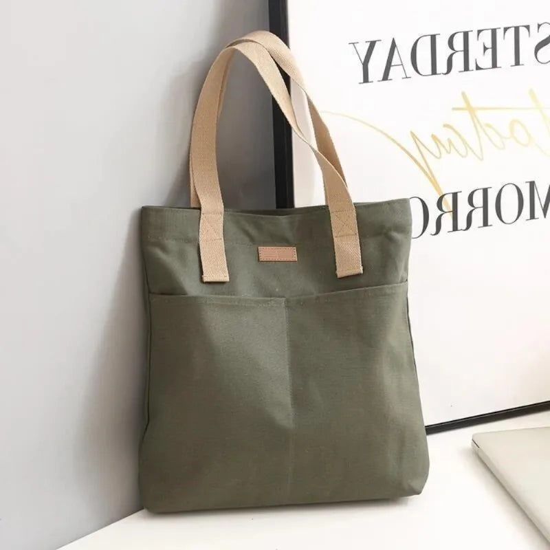 Women's Large Canvas Tote Bag – Casual Commuter Shoulder Bag