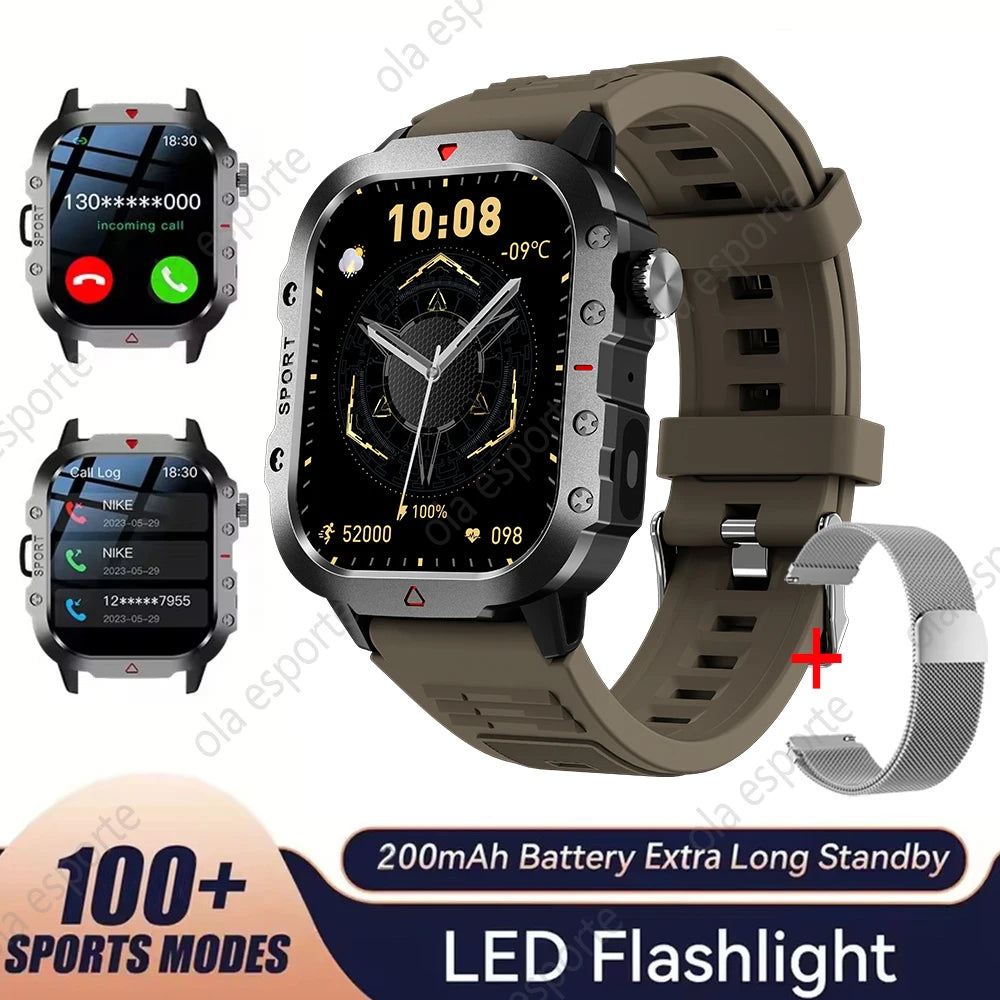 2026 New Military Men's Smart Watch Outdoor Sports Health Monitor with LED Flashlight Bluetooth Call Women's Smartwatch HW12 Peaceful Pleasures Health and Wellness Br22WhMilan