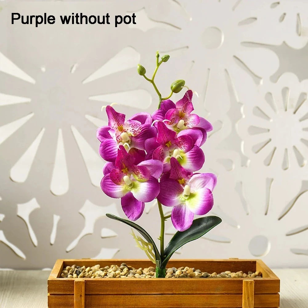 White Artificial Orchid Flowers with Vase | Silk Faux Arrangement