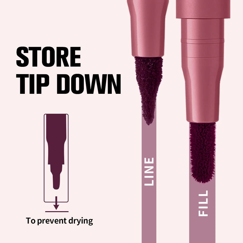 Lakerain Lip Contour Lip Stain Pen Smudge-proof Non-stick Cup Moisturizing Lip Makeup Cosmetic 2-in-1 Lip Stain & Liner Peaceful Pleasures Health and Wellness