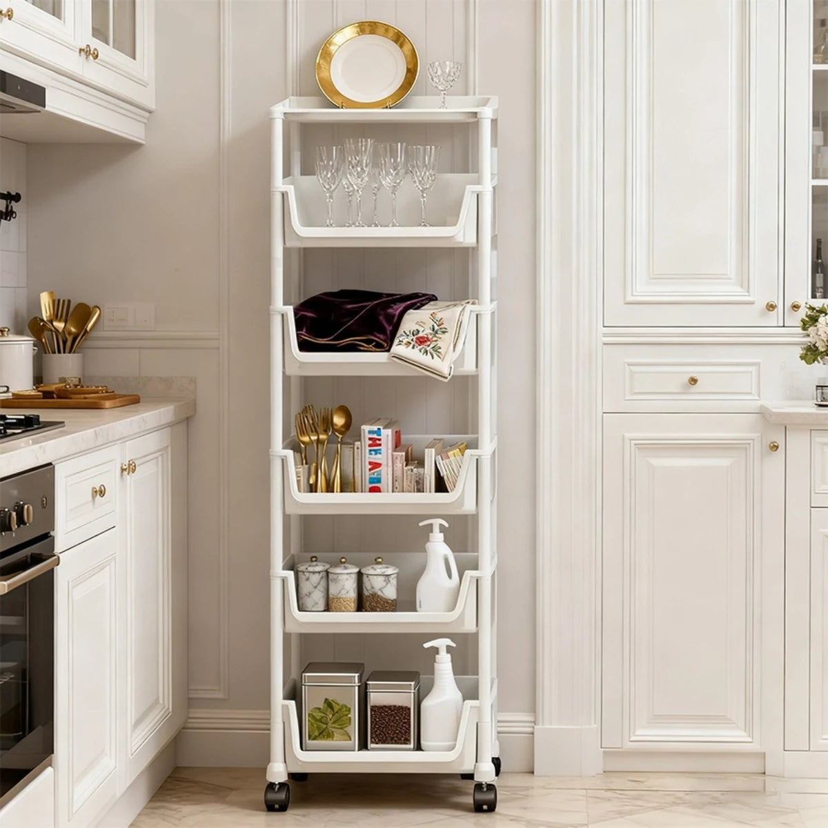 Rolling Storage Trolley Cart With Wheels – Multi-Layer Peaceful Pleasures Health and Wellness